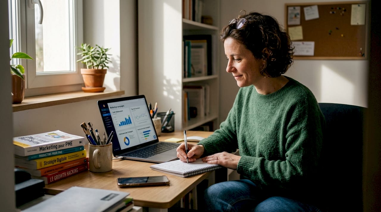 Un chef d’entreprise passe en revue les actions menées en marketing digital.