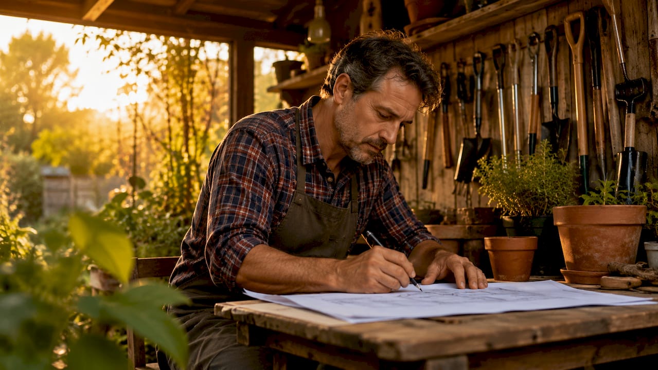 Un artisan consulte sa tablette en plein travail dans son atelier.