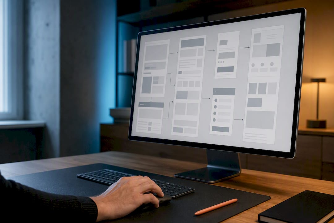 Prototype filaire de site web en cours de réalisation