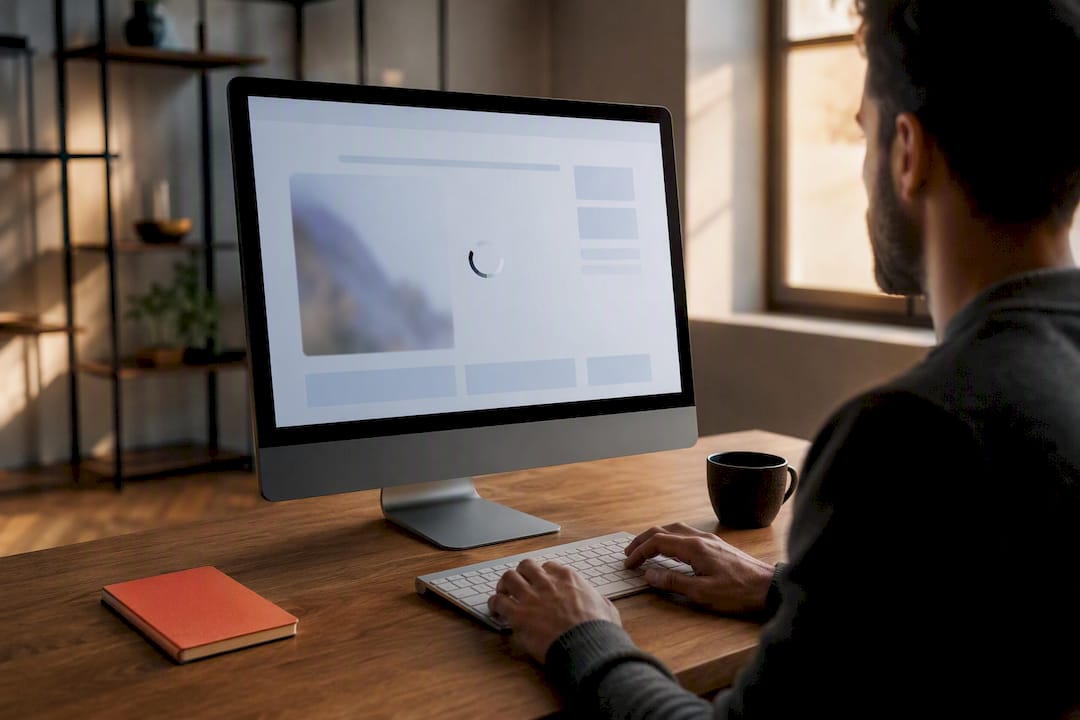 Test de performance du site web sur écran d'ordinateur fixe