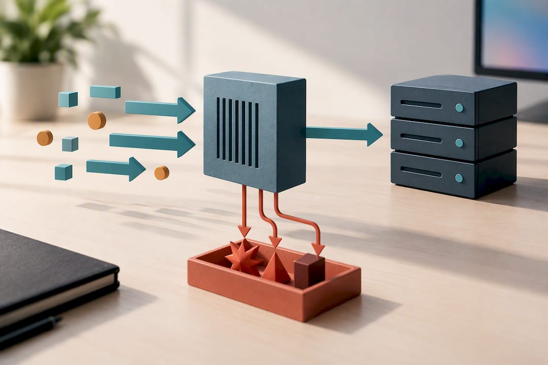 Schéma illustrant le filtrage des attaques par un WAF