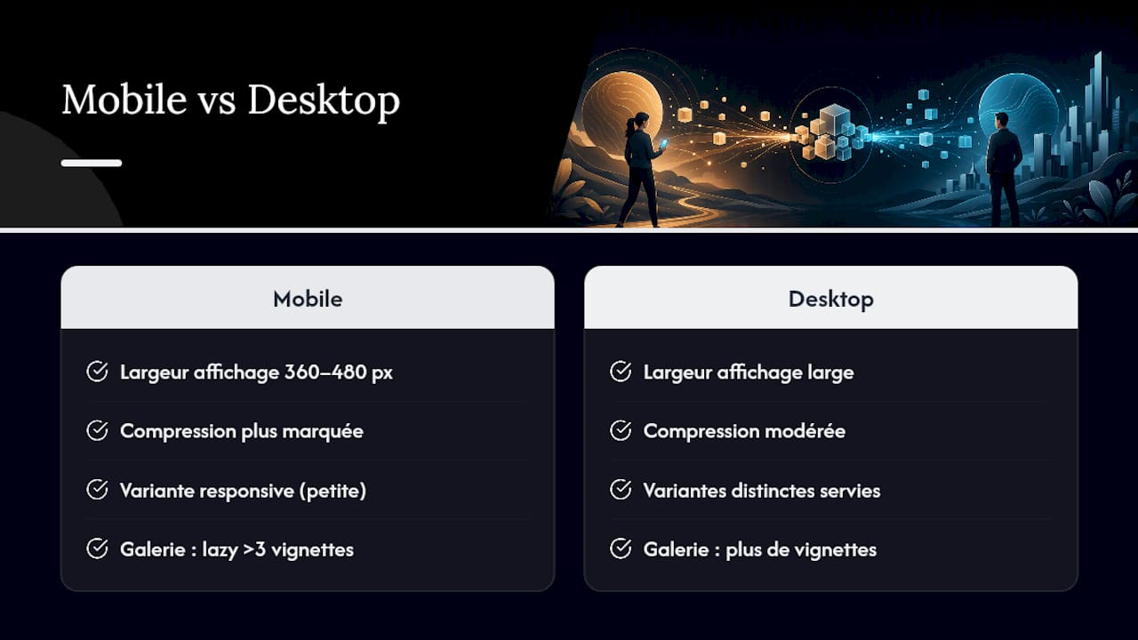 Comparaison de l’optimisation des images entre mobile et ordinateur