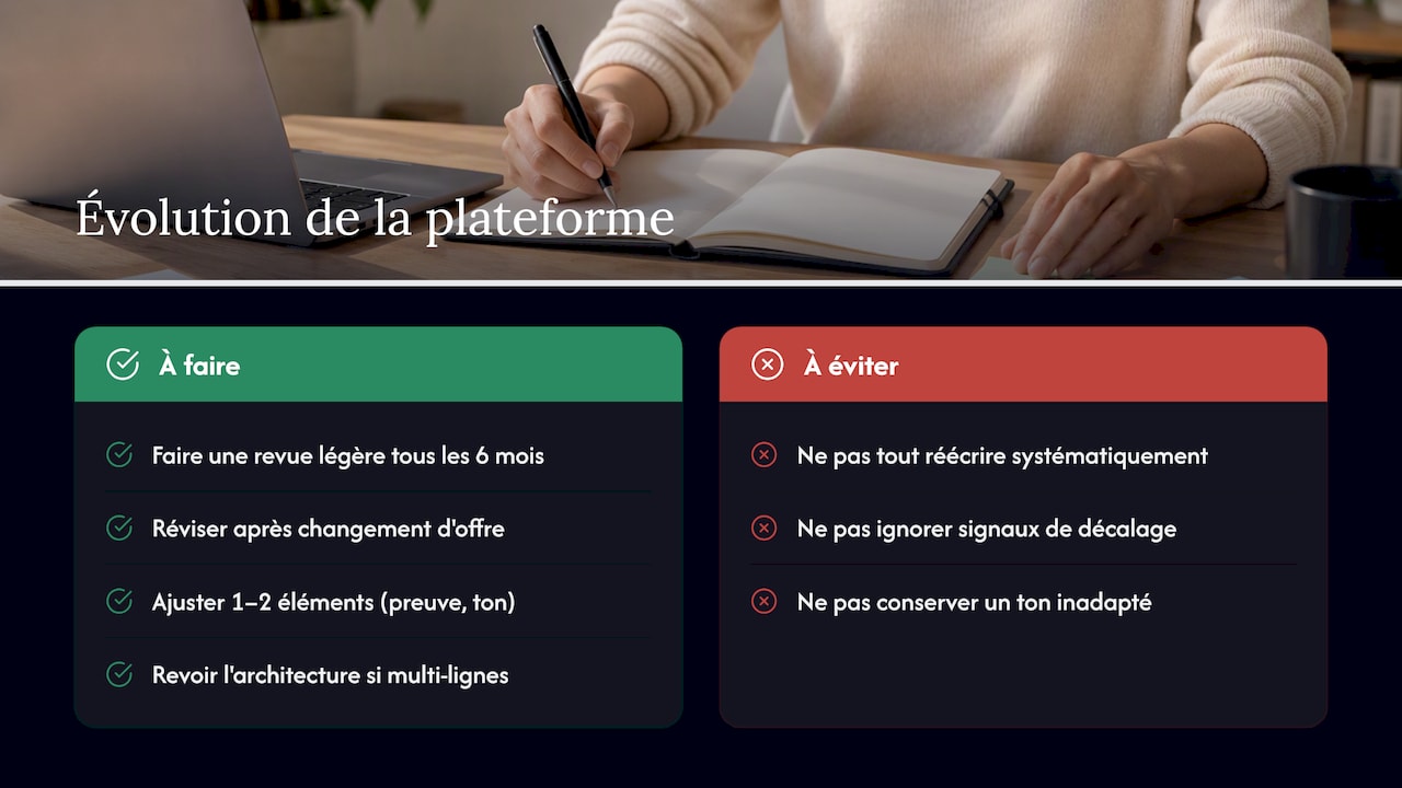 Actualisation et évolution de la plateforme de marque dans le temps — overview diagram