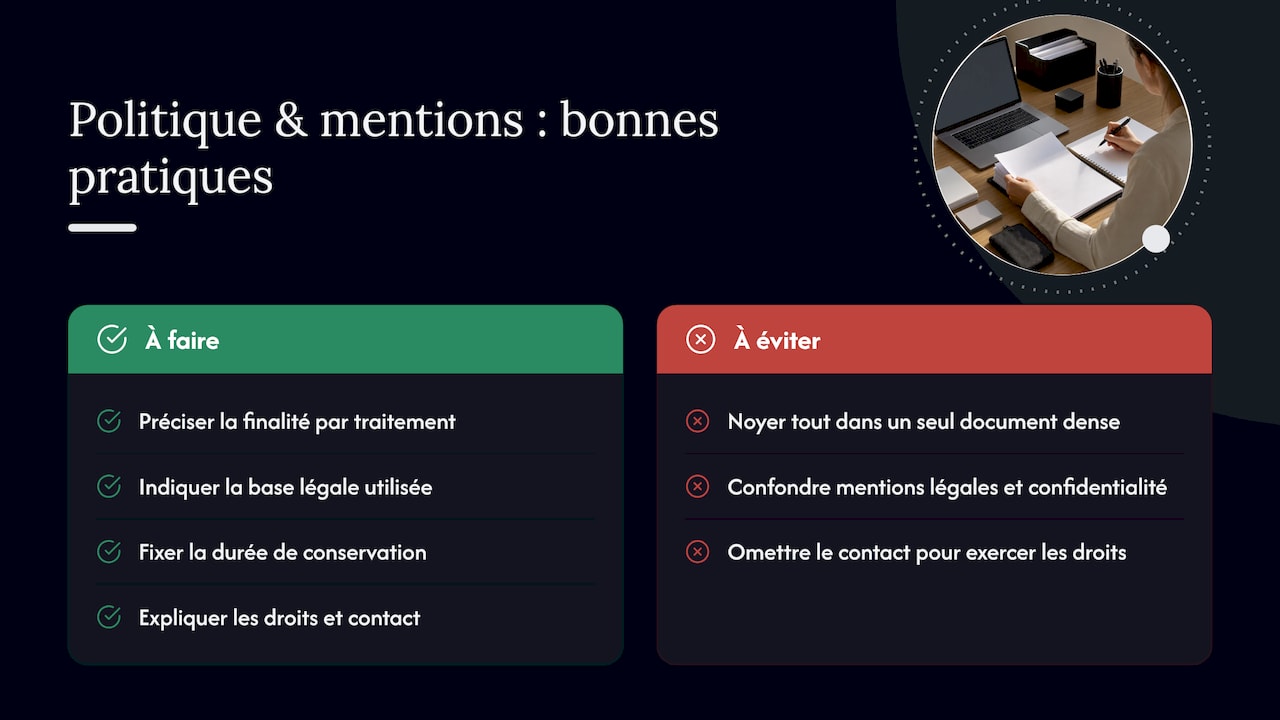 Politique de confidentialité et mentions légales adaptées à une TPE — overview diagram