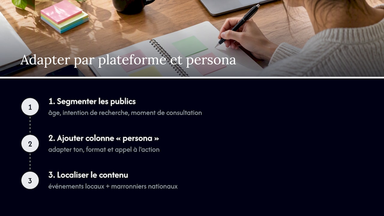 Personnalisation du calendrier selon vos publics cibles et vos plateformes — overview diagram