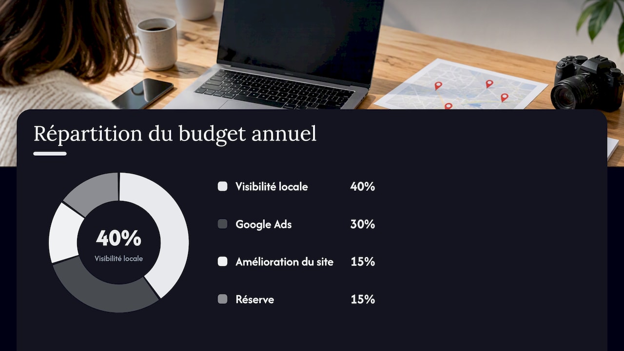 Répartition de 6 000 € entre quatre postes marketing